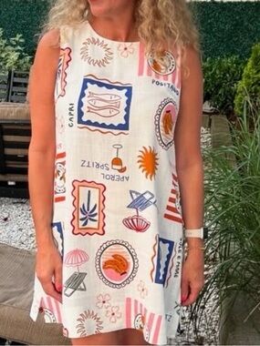 Paper Hearts Aperol Spritz Linen Dress